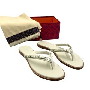 Tory Burch Leather Everly Chain Thong Sandals Size 11